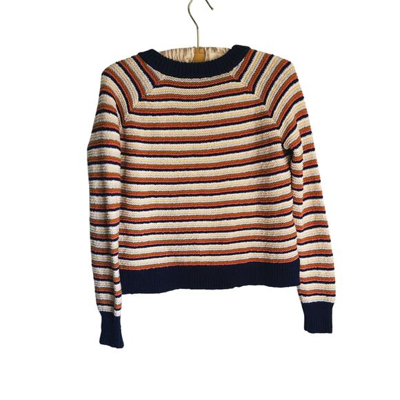 Madewell Arden V-Neck Crop Striped Pullover Sweater XXS Cozy Fall Preppy Twee - Picture 3 of 8